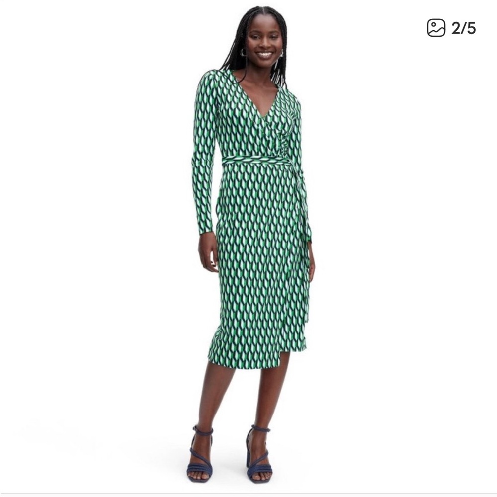 Diane Von Furstenberg x Target Green Patterned Wrap Dress